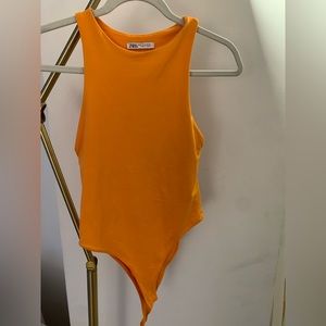 Orange Zara high neck bodysuit